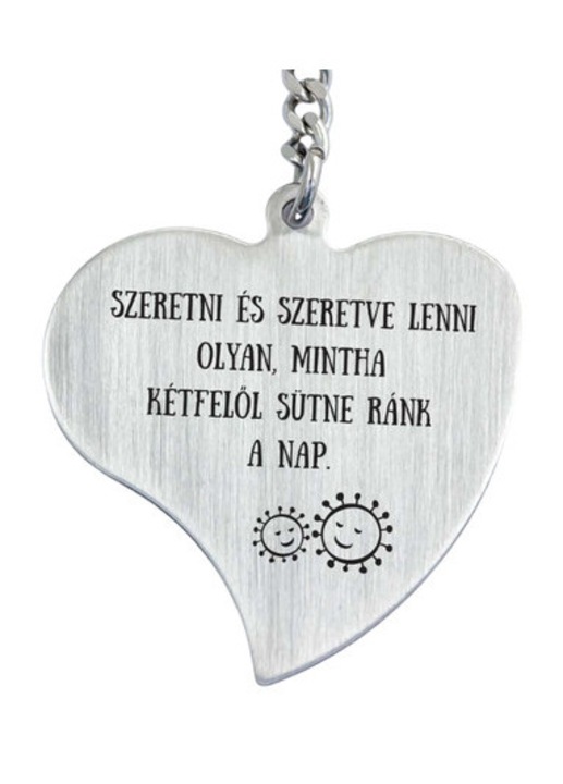 Szeretve lenni acél szív medálos kulcstartó