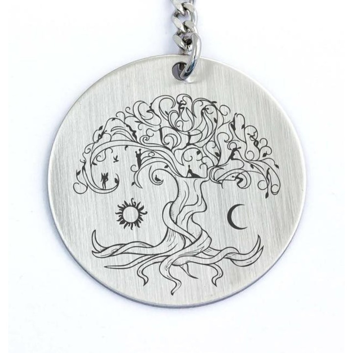 Breloc cu pandantiv din otel Arborele Vietii