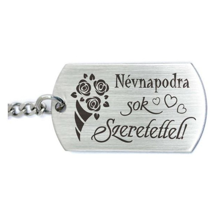 Névnapodra sok szeretettel acél medálos kulcstartó