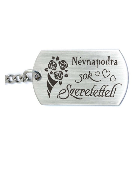 Névnapodra sok szeretettel acél medálos kulcstartó
