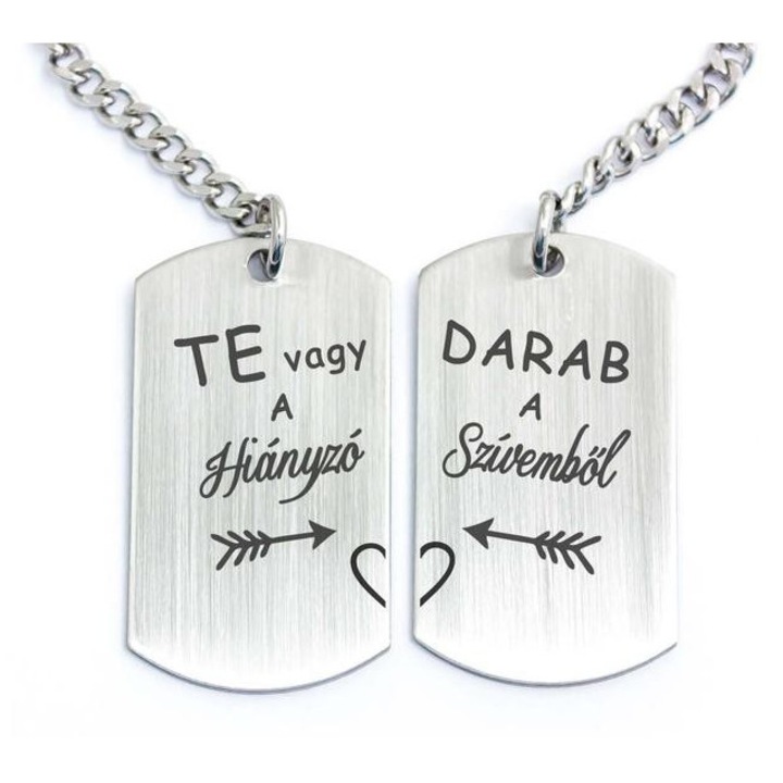 Te vagy a hiányzó acél medálos páros kulcstartó