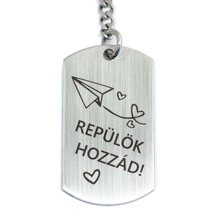 Repülök hozzád acél medálos kulcstartó