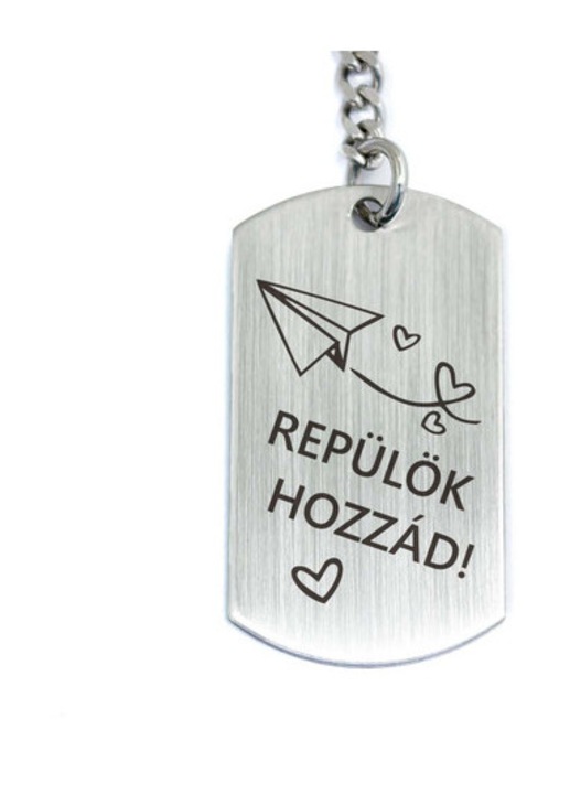 Repülök hozzád acél medálos kulcstartó