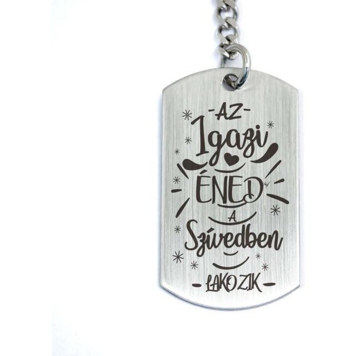 Az igazi éned acél medálos kulcstartó