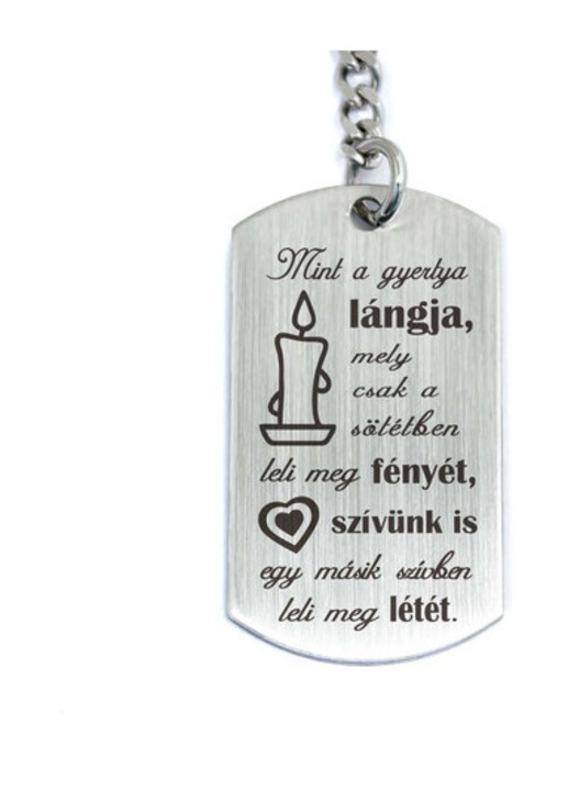 Mint a gyertya lángja acél medálos kulcstartó