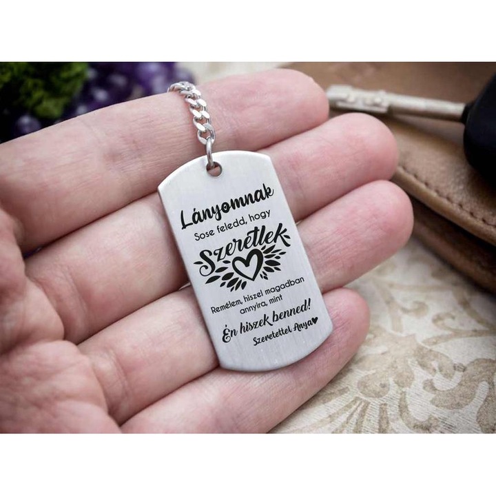 Breloc cu pandantiv din otel pentru mama fiicei mele, cred in tine