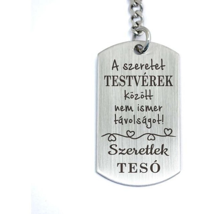 A szeretet Testvérek között acél medálos kulcstartó