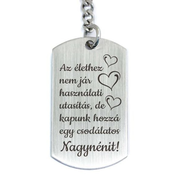 Csodálatos Nagynénit acél medálos kulcstartó