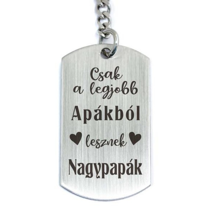 Apákból lesznek Nagypapák acél medálos kulcstartó