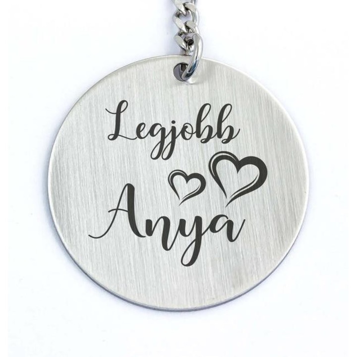 Legjobb Anya acél medálos kulcstartó