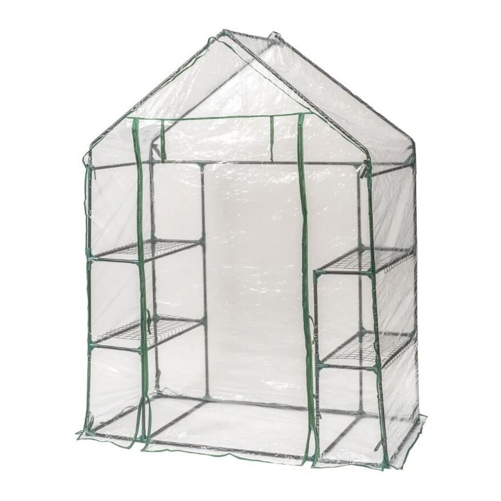 Mini sera, solar pliabil pentru spatii inguste, balcon, terasa, 143x73x195cm, PVC, Dedra