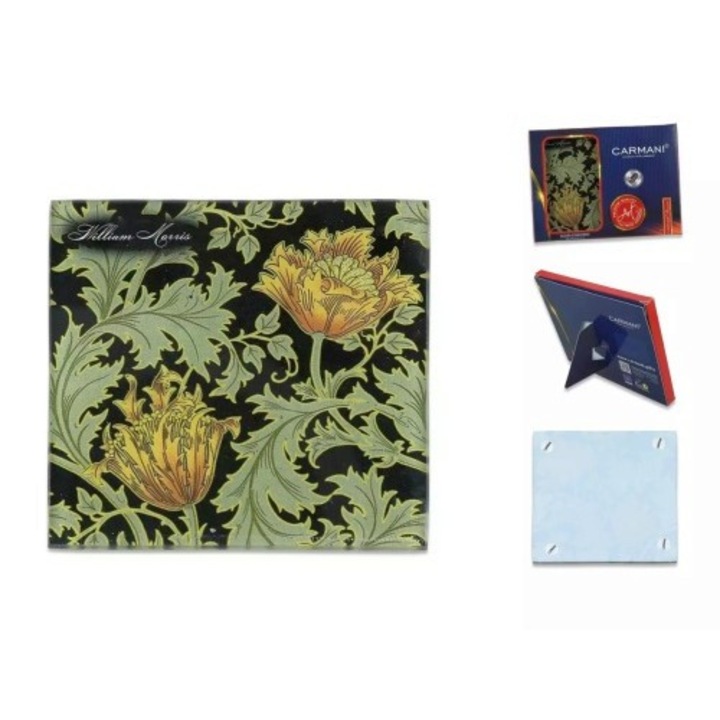 Coaster de sticla 10, 5x10, 5cm, William Morris