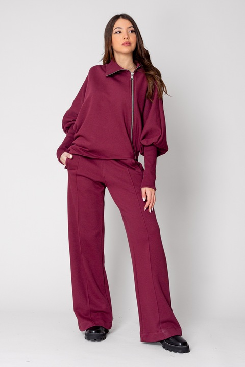Set Mirou Jacheta cu fermoar si pantalon Burgundy 15176, Rosu inchis