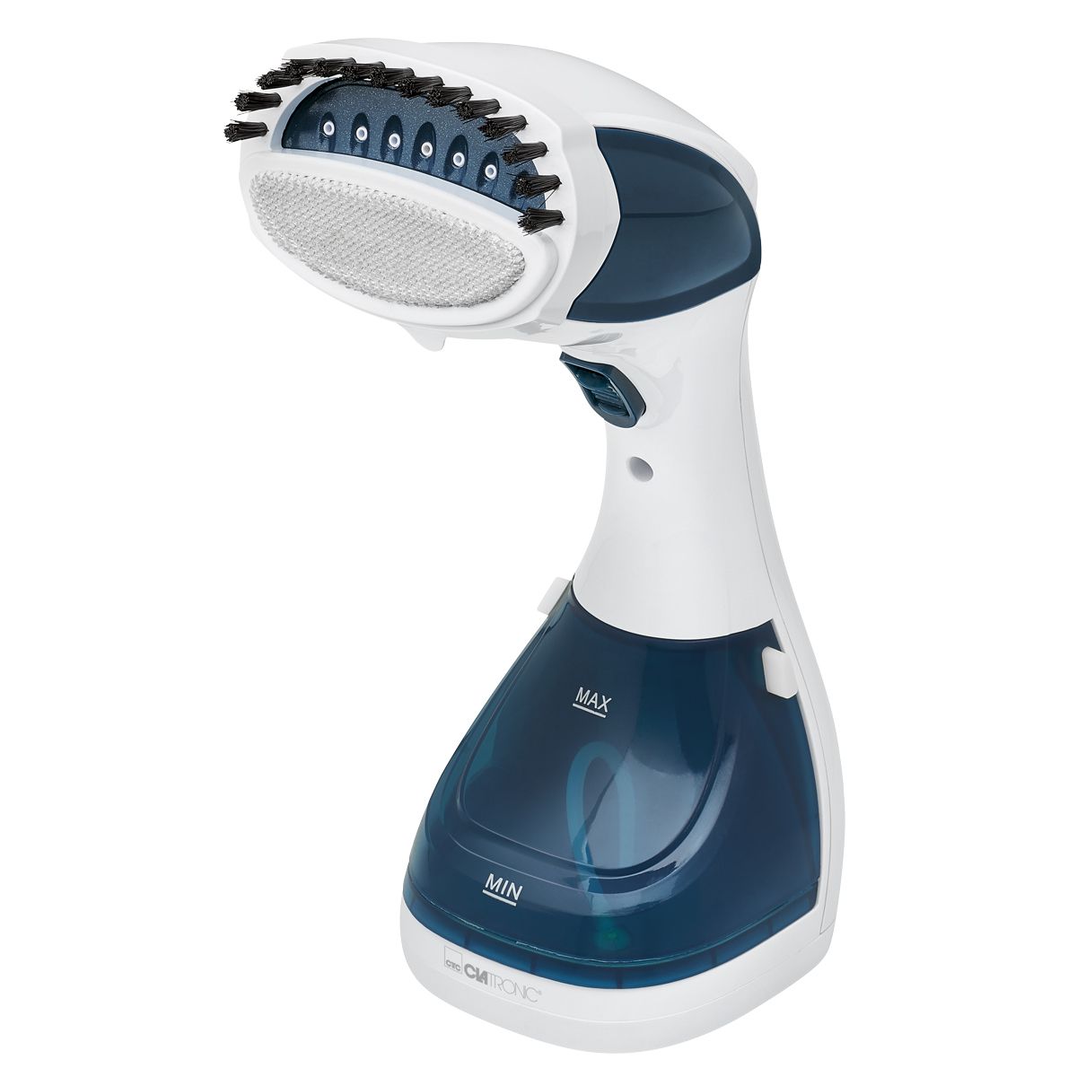 Aparat de calcat vertical cu aburi 2in1 Clatronic, talpa ceramica Superglide, debit abur 20 g/min, capacitate rezervor 200 ml, ideal pentru toate tipurile de material, poate fi folosit si orizontal, sistem anti-picurare, portabil, albastru