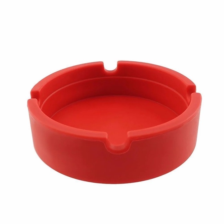 Scrumiera rotunda din silicon, set cu lopatica, multicolor, 21x6cm