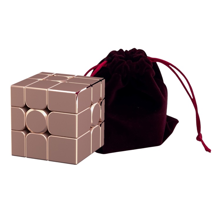 Кубче Moyu MFJS Mirror 3x3, Magnetic + Ball-Core + UV, Gold Color + Cube Protection Bag