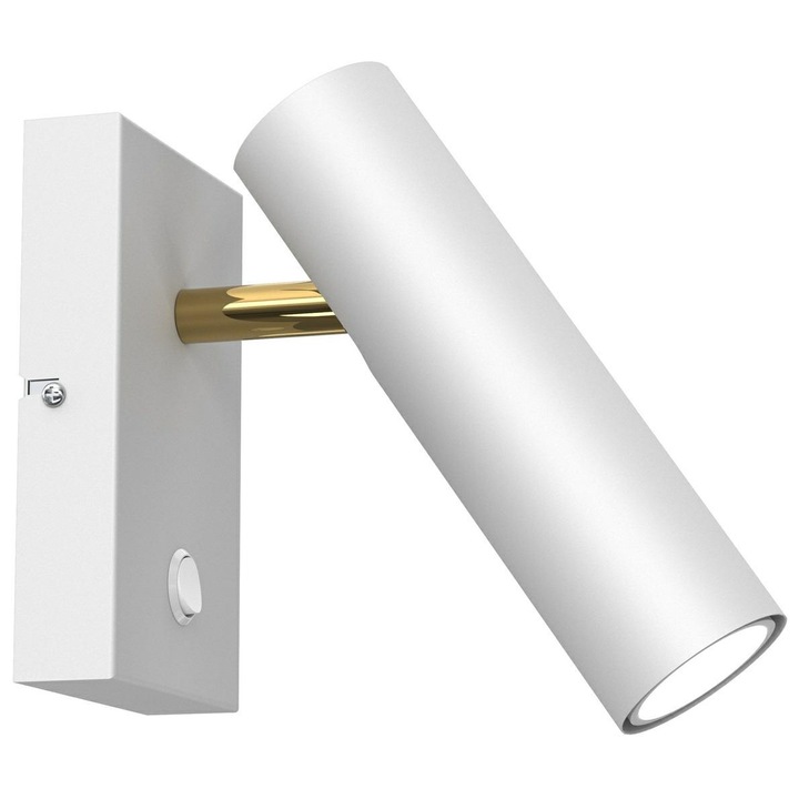 Стенна лампа Luminex Axion, GU10 Max 8W, бяло-златист метал, мобилно рамо, IP20, за модерен интериор, 16X24X10 см