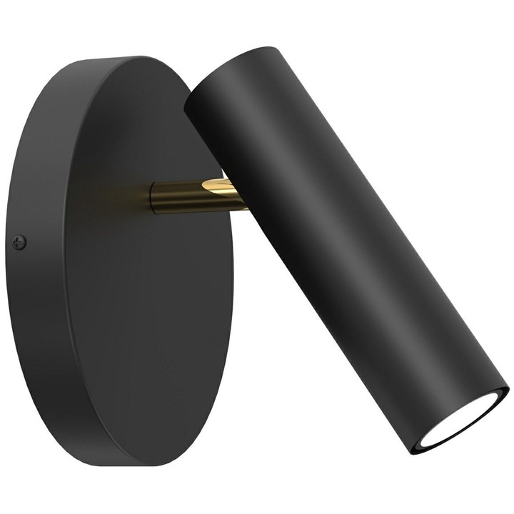 Стенна лампа, Luminex, Axion, Gu10, Черно-златист метал, Подвижно рамо, Ip20, Размери: 19,5x19 см, За модерен интериор, Идеална за хол или спалня