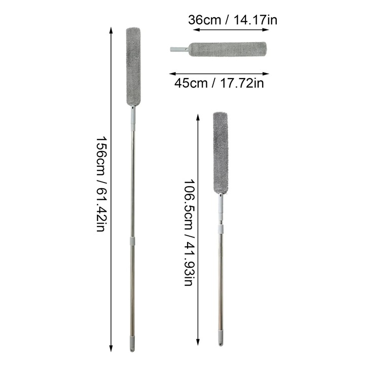 Set de 2 ustensile de curatare extensibile pentru spatii greu accesibile, gri