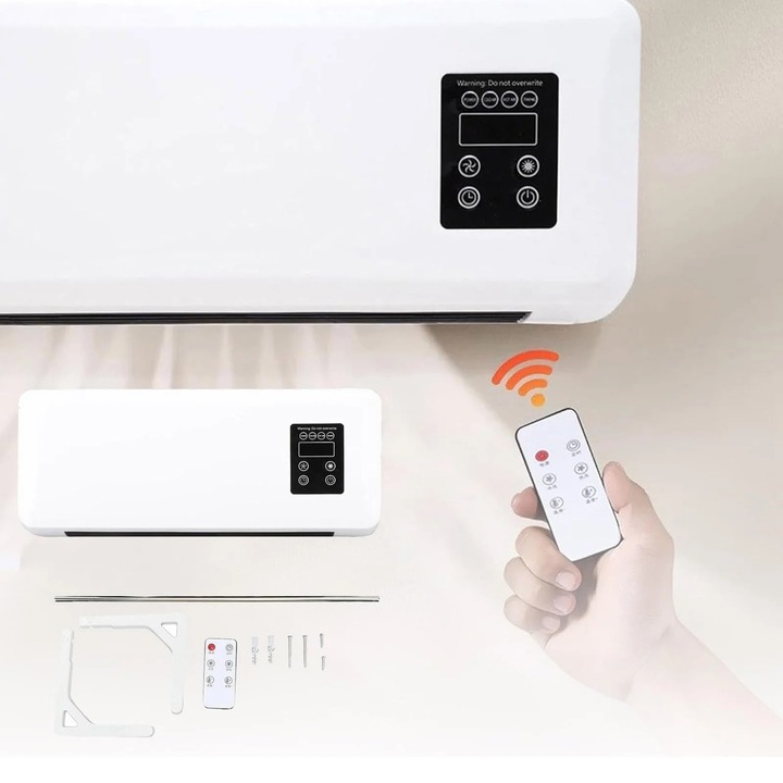 2 az 1-ben fali elektromos ventilátor, légkondicionáló/fűtés rendszerrel, törölközőtartóval, többszínű, 48x18x12cm