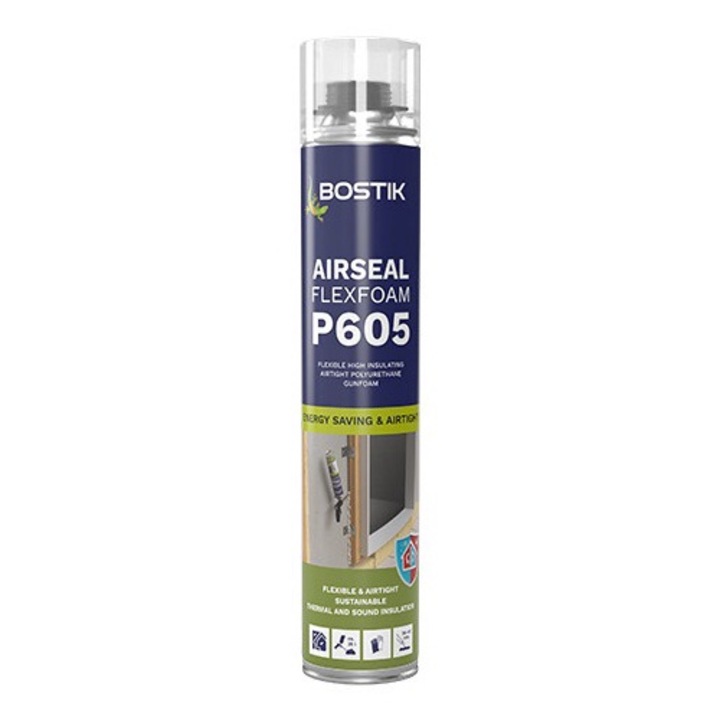 Spuma Bostik P605, 750ml, flexibilă, etanșare durabilă