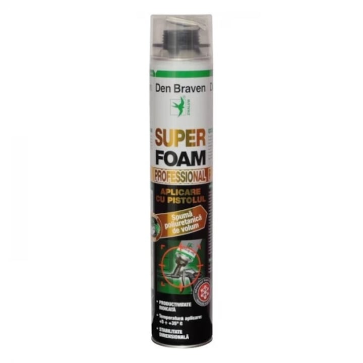 Spumă poliuretanică, Bostik, Den Braven Super Foam, 870 ml, aplicare cu pistol