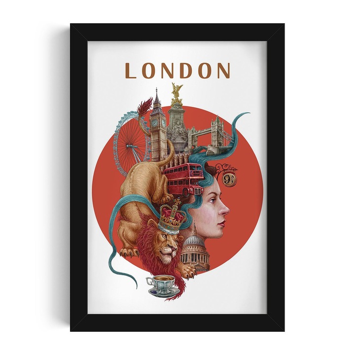 Kép keretben, Wallfluent, London, Fekete, 20x30 cm, 010330010010200281371