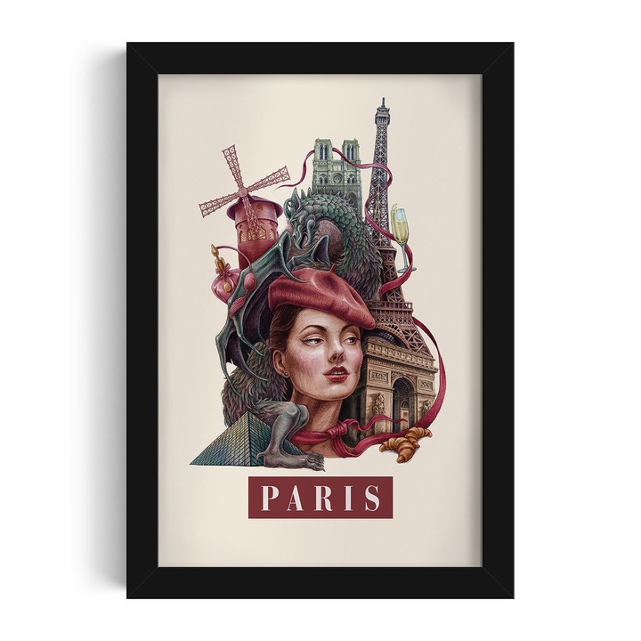 Kép keretben, Wallfluent, Paris, Fekete, 20x30 cm, 010330010010200281383