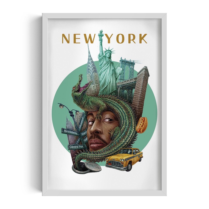 Kép keretben, Wallfluent, New York, Fehér, 40x60 cm, 010330010080100281374
