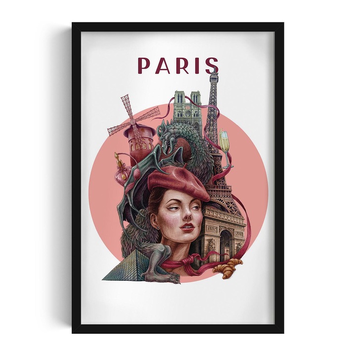 Kép keretben, Wallfluent, Paris, Fekete, 40x60 cm, 010330010080200281373