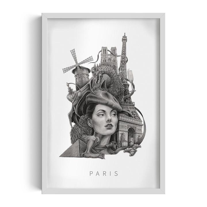 Kép keretben, Wallfluent, Paris, Fehér, 40x60 cm, 010330010080100281393