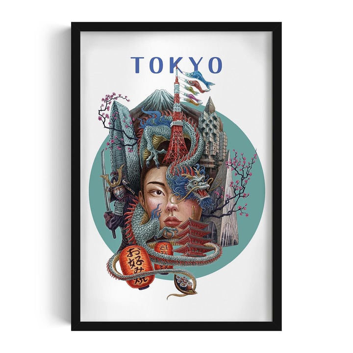 Kép keretben, Wallfluent, Tokyo, Fekete, 40x60 cm, 010330010080200281378