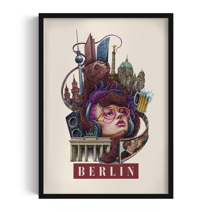 Kép keretben, Wallfluent, Berlin, Fekete, 50x70 cm, 010330010160200281385