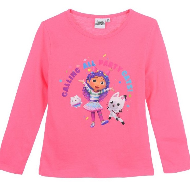 Блуза за момиче, розова, Куклена къща на Габи, памук, Розово