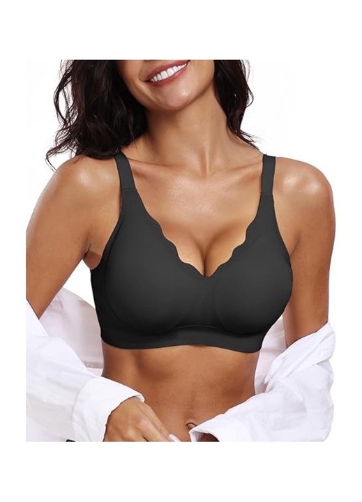 Női melltartó, Ronyes, Nejlon/Elasztán, Fekete, XL