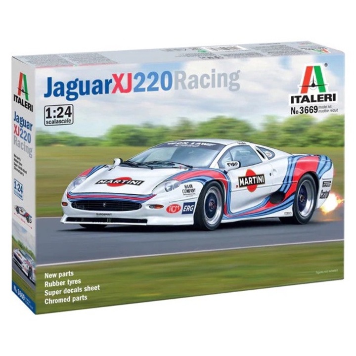 Modellautó építéséhez sportautó Jaguar XJ 220 versenyautó méretarány 1:24 Italeri 3669