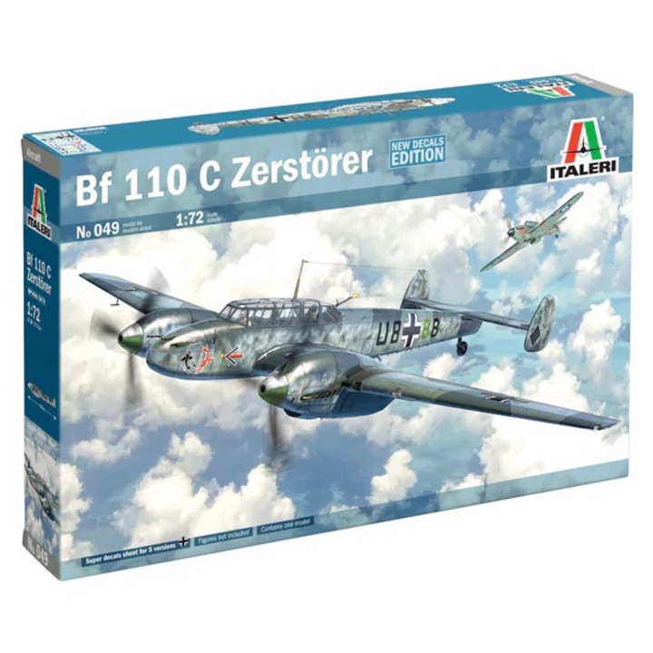 Модел на самолет за сглобяване на Bf-110 C3/C4 Zerstörer 1:72 Мащаб Italeri 0049