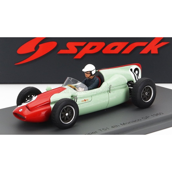 Modellautó, Cooper F1 T51 N 18, 4. Monaco GP 1960, Szikra, Fém, Többszínű
