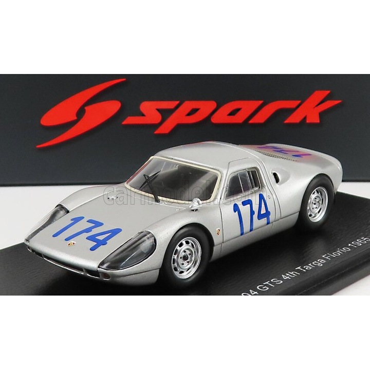 Modellautó, Porsche 904 Gts N 174 4. Targa Florio 1965, Spark, fém, többszínű