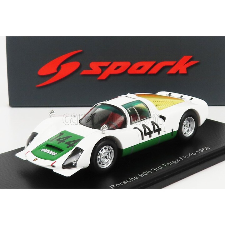 Modellautó Porsche 906 N 144 3. Targa Florio 1966, Szikra, Fém, Többszínű