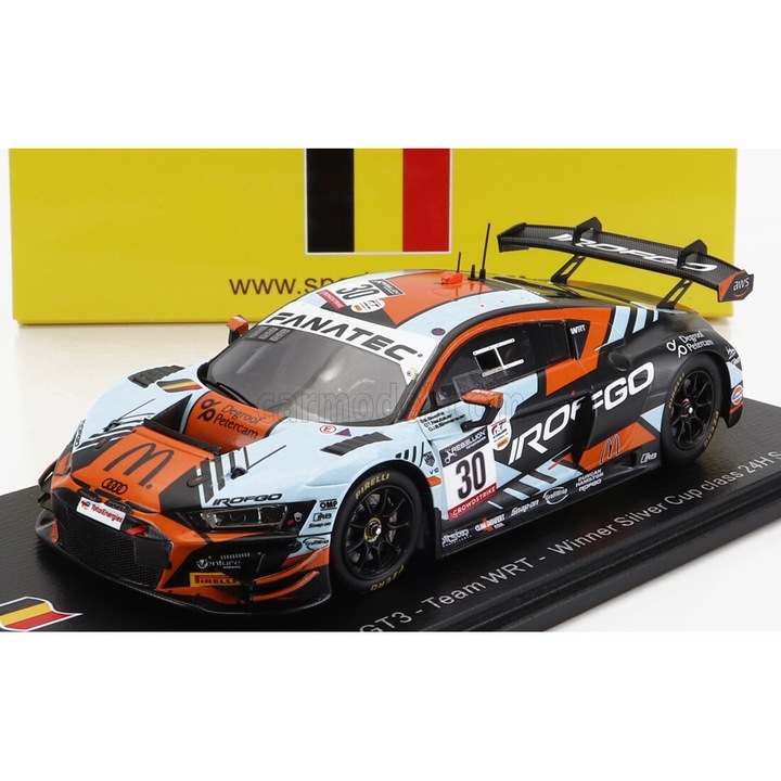 Modellautó, Audi R8 Lms Gt3, készlet, 1:43, fehér, narancssárga, fekete