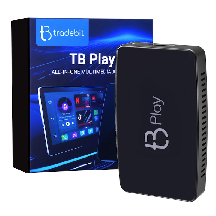 Adaptor multimedia Bluetooth TB Play pentru Apple CarPlay/Android Auto, Android 12, 5 aplicatii preinstalate, 85x48x14mm