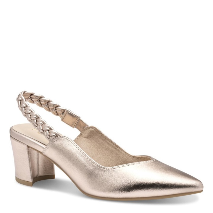 Pantofi de dama cu varf deschis Marco Tozzi aurii - slingback 29644-42-957 07556 Marimea 37