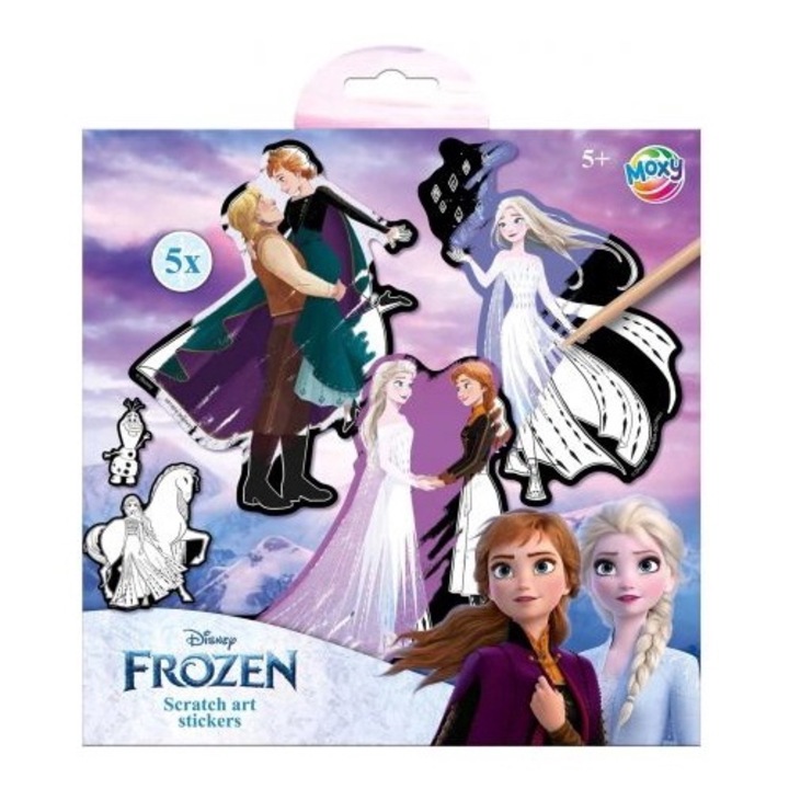 Kreatív kaparókészlet, Moxy, mágikus matricák Disney Frozennel