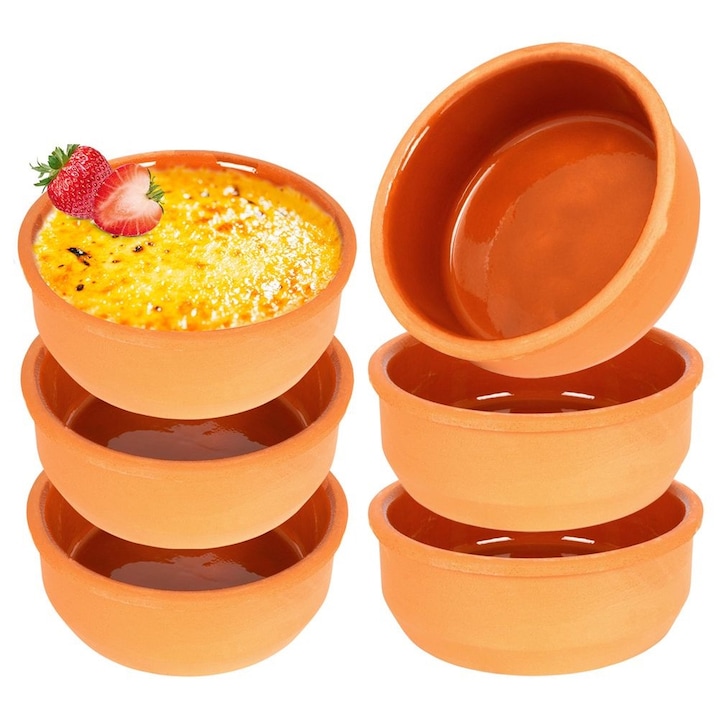 Sütőtál készlet, Kerámia, Kerek, 12 x 4 cm, Űrtartalom 200 ml, Hőálló, 6 db