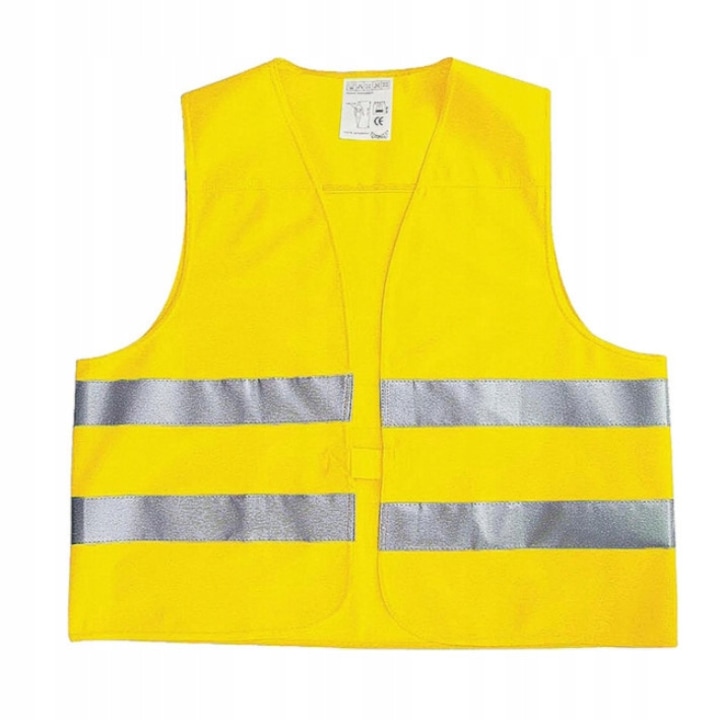 Vesta reflectorizanta, Westa, L, Galben, Sintetica, Unisex, Cu arici, Doua benzi reflectorizante, Ce, En iso 20471, Destinatie: constructii