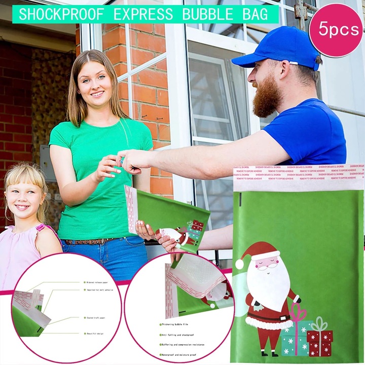 Set 10 Plicuri Ambalare Shockproof din Kraft cu Bule, 8.3"x9.3"+1.6", Multicolor