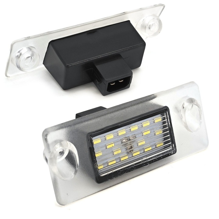 Lampi LED pentru iluminarea placutei de inmatriculare, motoLEDy, Set 2 bucati, 650 lumeni per bucata, Lumina alb rece 5500K, Cu CANBUS, Fara eroare bec ars, 18 Diode SMD 7020, Omologare E8, Compatibil Audi, Inlocuitor OEM 8D9943021