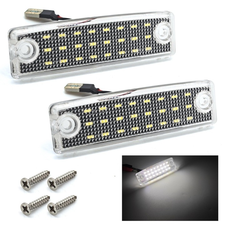 Lampa LED iluminare numar inmatriculare, motoLEDy, compatibila Toyota 4Runner, Sequoia, Set 2 bucati, CANBUS, fara eroare bec ars, lumina Alba Rece 5500K, 24 LED-uri SMD 7020, 12V, 650 lumeni, Omologare DOT SAE, Durata viata 50000 ore