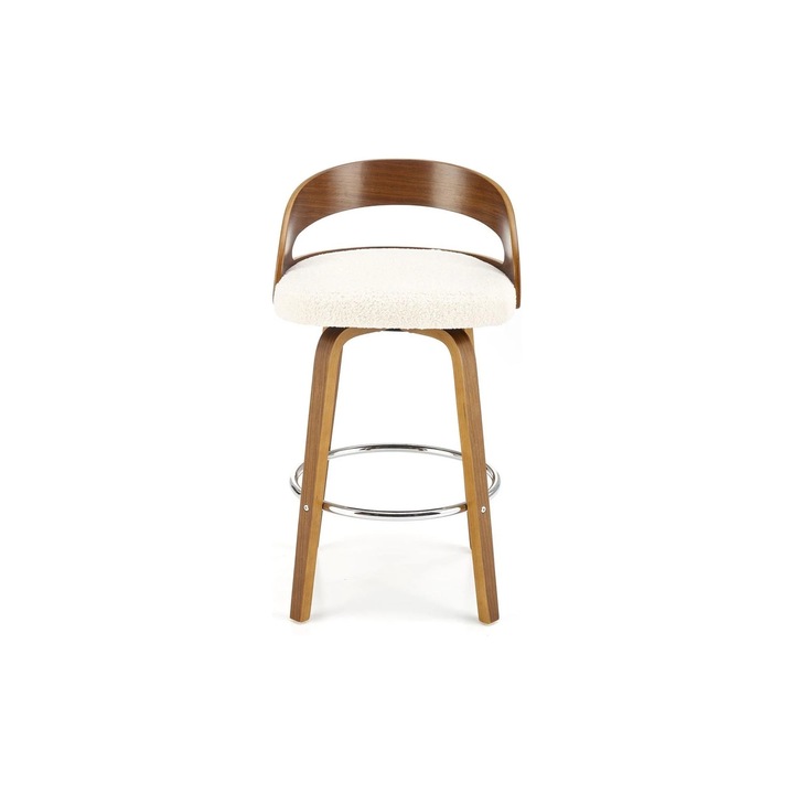 Scaun bar H110, stofa bucle/otel, 47x43x84 cm, crem/nuc